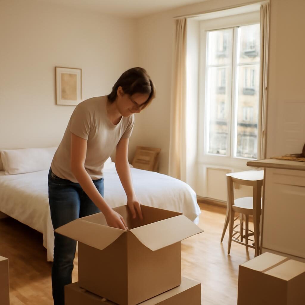 Locataire emménageant dans son studio