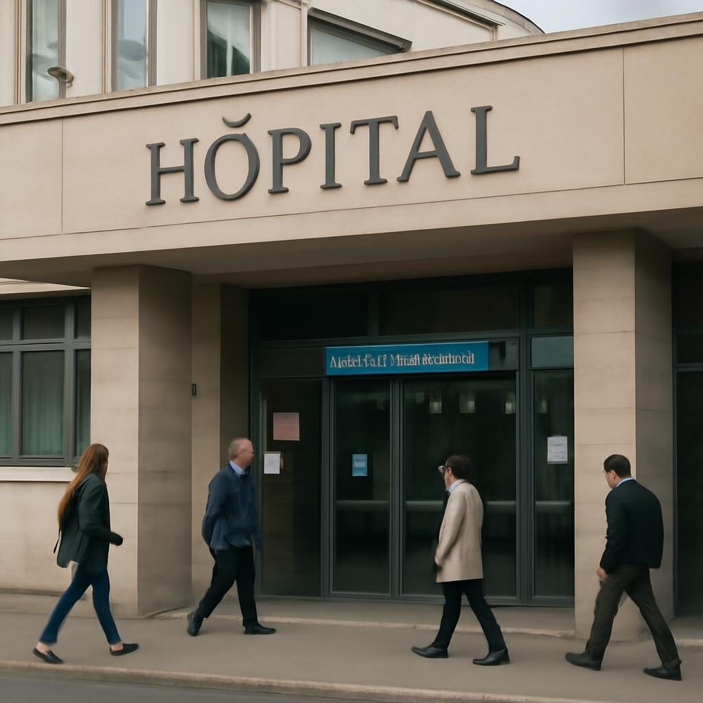 AME aide medicale etat : entree d'un hopital public francais