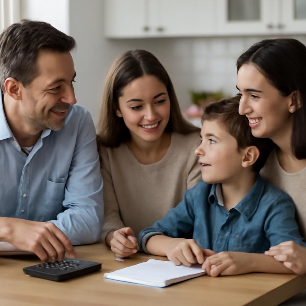 Famille parlant de ses finances apres une interdiction bancaire