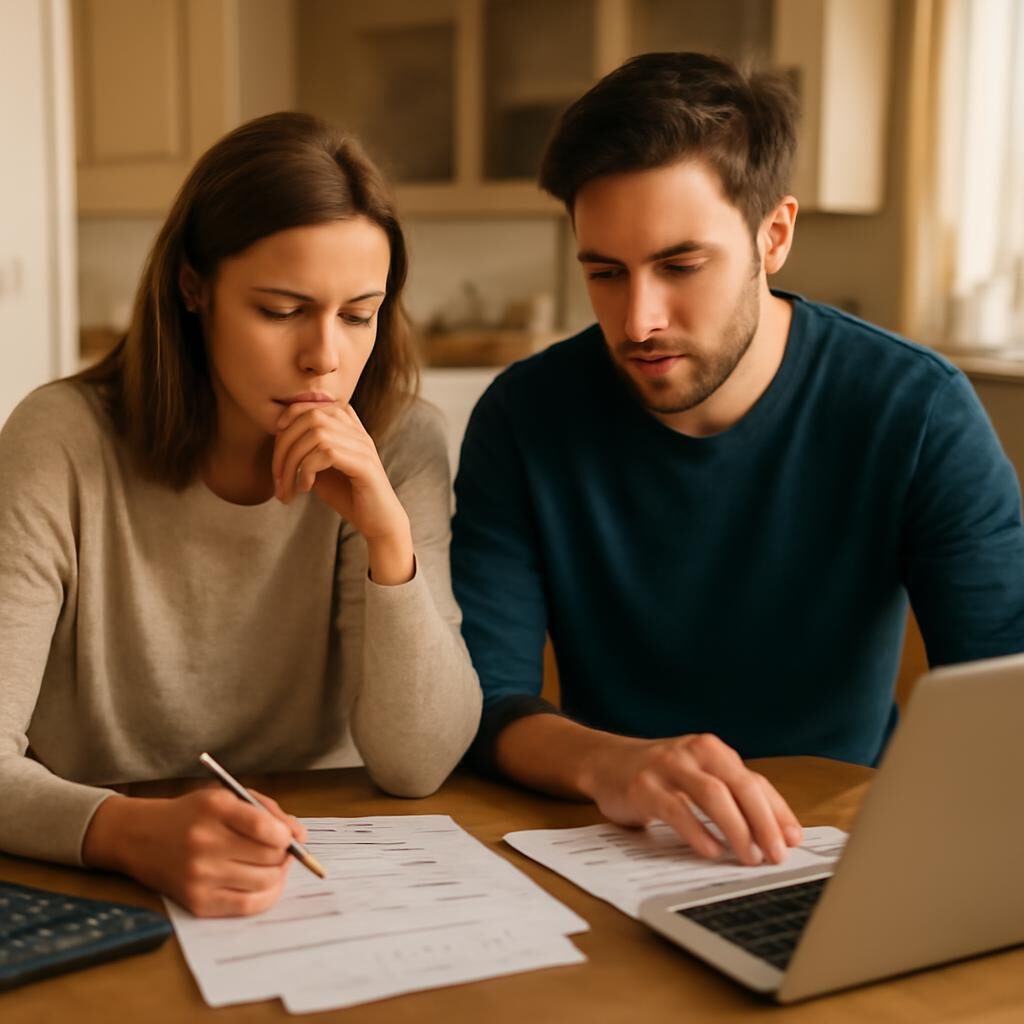 Couple gerant le budget familial avec la prime d'activite